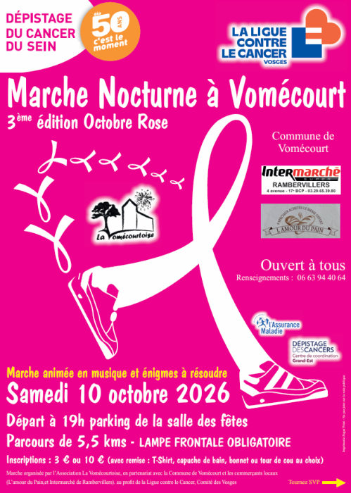 marche rose nocturne à Vomécourt