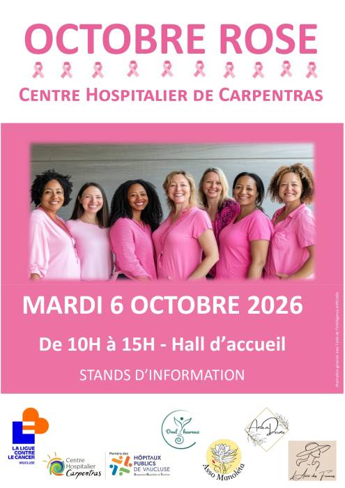 affiche octobre rose au centre hospitalier de Carpentras