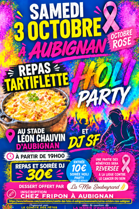 affiche holi party à Aubignan