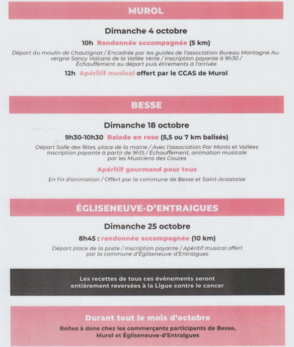 Dates octobre rose