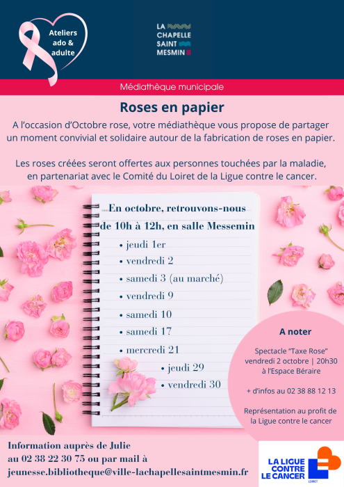 Roses en papier à la Chapelle St Mesmin
