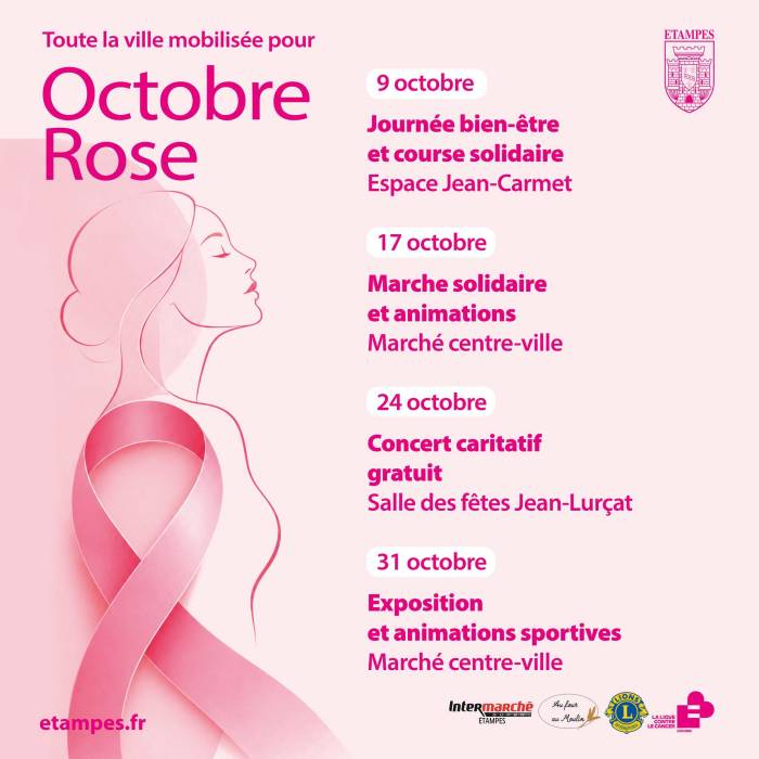 Étampes – samedi 17 octobre : affiche du programme Octobre Rose 2026