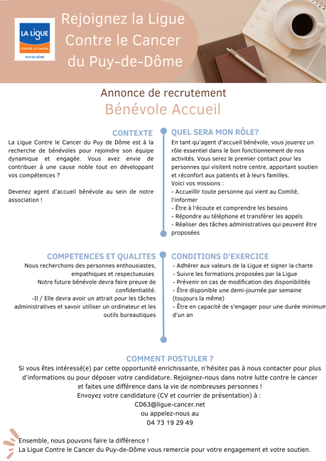 Fiche de recrutement - Bénévole Accueil 